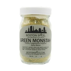 Boston Spice Green Monstah Monster Handmade Gourmet Herbal Seasoning Blend For Popcorn Poultry Roasted Vegetables Potato Baked Grilled Smoker Chicken Turkey Dips 1/2 Cup Spice 2.4oz/68g Jar