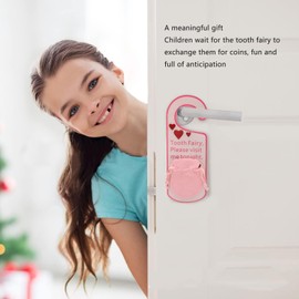 Tooth Fairy Door Hanger Bag, Tooth Fairy Under Pillow Pouch for Lost Teeth Kids Boys Girl Milk Teeth Encourage Gift, Acrylic Tooth Fairy Door Hanger Bag Money Holder