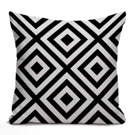 Tomda Geometric Striped Black and White Diagonal Inclined Lines Cushion Case Throw Pillow Cover for Home Decor Sofa Couch 45x45cm 18x18 Inch Cotton Linen Farmhouse Decorations
