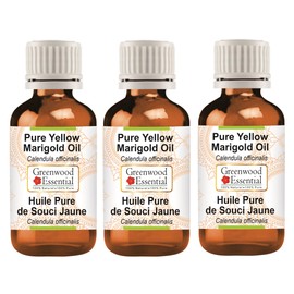 Greenwood Essential Pure Yellow Marigold Oil (Calendula Officinalis) Natural Therapeutic Quality (Pack of Three) 100 ml x 3 (10 oz)