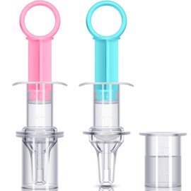2 Pieces Baby Oral Feeding Syringe Baby Liquid Feeder Dispenser with Pacifier Head Suitable for Infants Newborns (Blue and Pink)