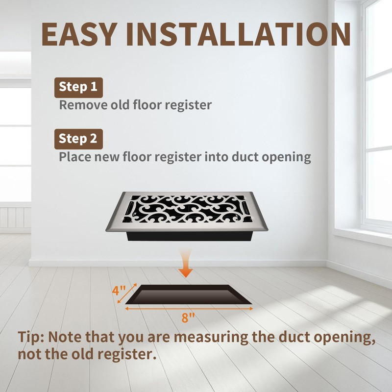 SANYCASA 4x8 Inches Air Floor Vents Register Ease Adjust Air