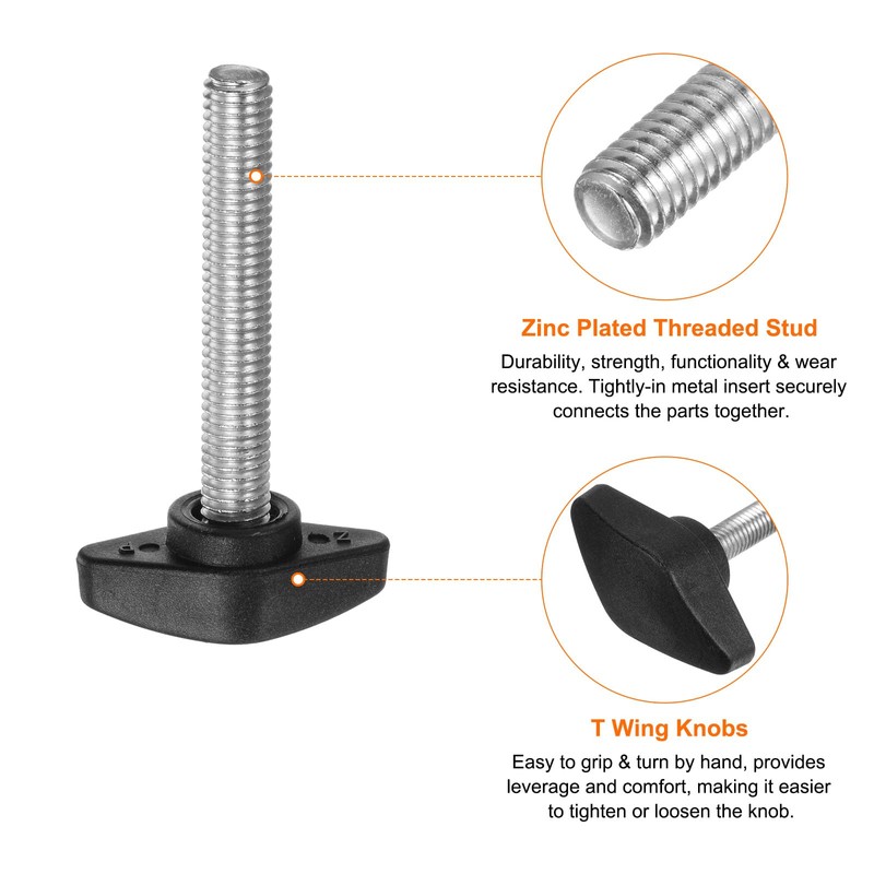 QUARKZMAN 10pcs T Wing Knobs Thumb Screws M8 x 45mm