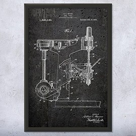 Framed Drill Press Print, Handyman Gift, Garage Wall Art, Drill Blueprint, Contractor Gifts, Workshop Decor, Dad Gift Dark Concrete (9x12)