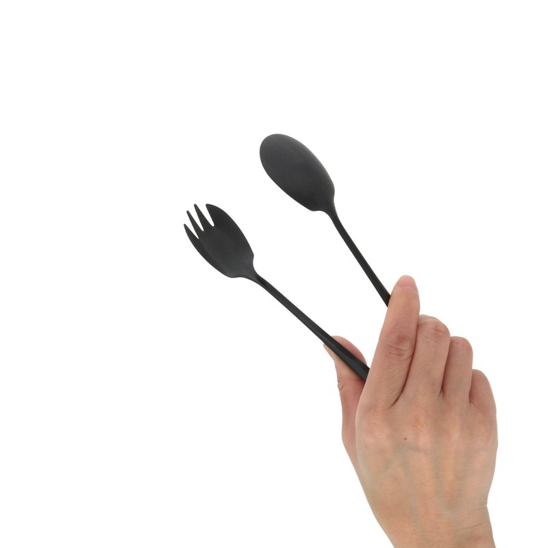Idea Sekikawa BLACK TONGS SERIES Salad Tongs, Black, SUS821L1, Tsubamesanjo,