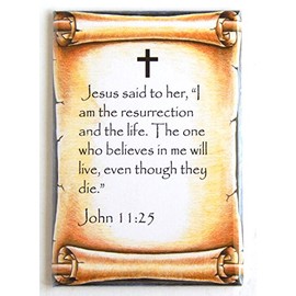 John 11:25 Bible Verse Fridge Magnet (2.5 x 3.5 inches)