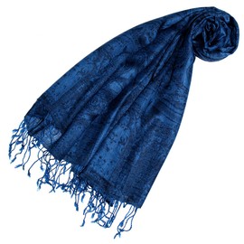 Lorenzo Cana Pashmina 78147 Women's Scarf High Quality 70 cm x 180 cm Paisley Pattern Woven Medium Blue, blue