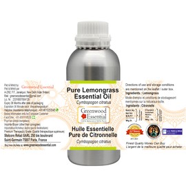 Greenwood Essential Pure Lemongrass Essential Oil (Cymbopogon citratus) Natural Therapeutic Quality Steam Distilled 630 ml (21 oz)