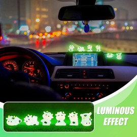 6 Pack Car Luminous Cow Dashboard Decor, Cute Calf Cars Rearview Mirror Ornament with Sheer Blush, Automotive Interior Accessories for Women Men (Clear Shy Cow, S)