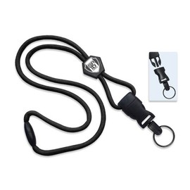 Heavy Duty Breakaway Lanyard with Detachable Key Ring - Long, Round Neck Cord Badge Holder Keychain - Adjustable Slider & Quick Release Clip for Easy Key Card Access by Specialist ID (Black)