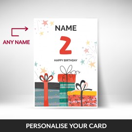 Fun 2nd Birthday Card for Him or Her | Presents Design | Happy Birthday Card for Male, Female on their 2nd Bday when they turn 2 Years Old!