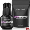 Sensitive Eyelash Extension Glue for Professionals | Low Humidity Strong Black Lash Adhesive for Long Lasting Semi Permanent Individual Lash Extensions – 3-4s Fast Drying / 6 Weeks Retention