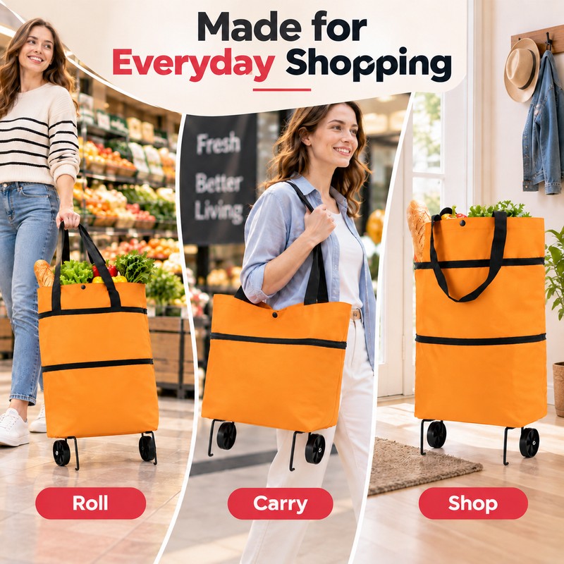 Foldable Shopping Bag for Grocery Runs – Large-Capacity Polyester Tote