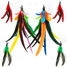 miwoowim Da Bird Feather Refill - 2 Extra-Large Natural Replacement Attachments(13.8inch) and 4 Feather Toys Refills(5.8inch) for Indoor Cats,Cat Wand Attachment (6PCS)