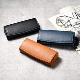 Miragro SL-CD-284 Kip Leather Double Stitched Eyeglass Case (Glasses Case, Sunglasses Case, Men's, Women's, Portable, Storage, Leather, Gift, Present, Father's Day), brown (light brown)