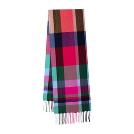 CALVIN & OLIVIA Ultra-Soft Winter Cashmere Feel Scarf Plaid Multi-Color Warm Long Unisex Winter Scarves Perfect Holiday Gift for Women Men Red Black Bold Strip Plaid
