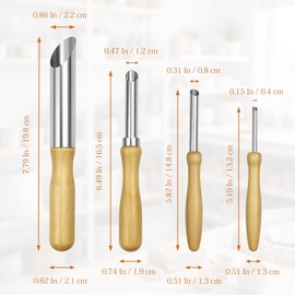 Mnvhoky Stainless Steel Round Clay Hole Cutter Set with Wooden Handles, Pottery Sculpting and Drilling Tools for Ceramic Craft Supplies（8-Piece）