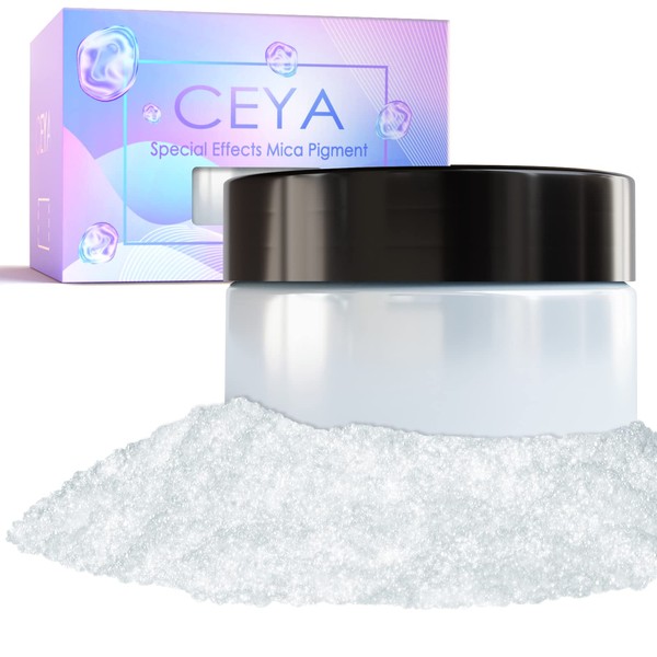 Ceya Interference Mica Powder, 1.8oz/ 50g Pearl White Chrome Nail