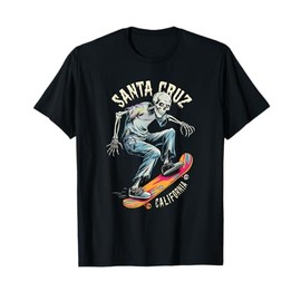 Vintage Santa Cruz California Skeleton Skateboarder Skater T-Shirt