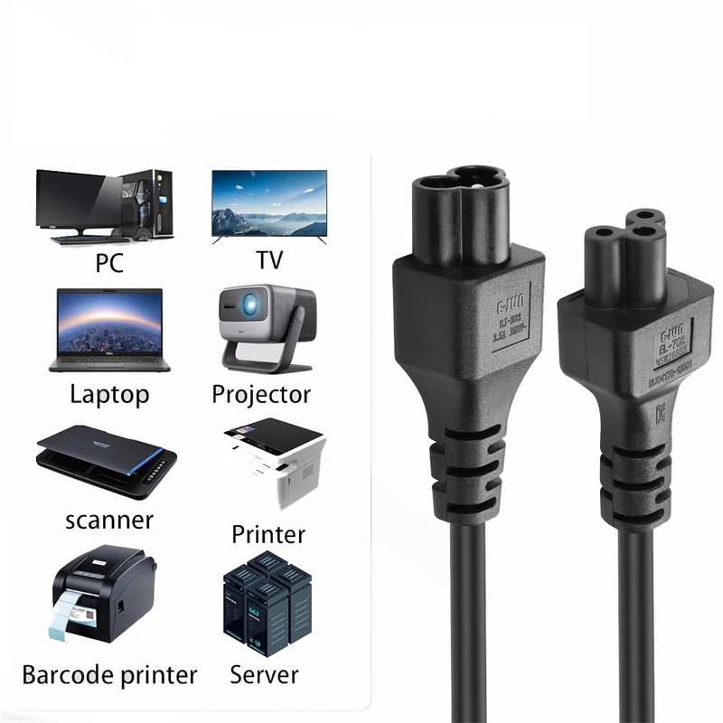 TEWOXIN C5 to C6 IEC Cable Extension 0.3M, 2.5A 250V