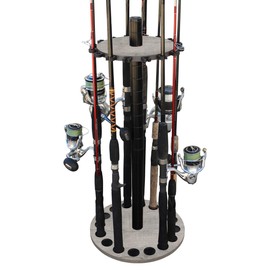 Rush Creek Creations Round 16 Fishing Rod Rack - Fishing Pole Holder and Storage, Barn Wood