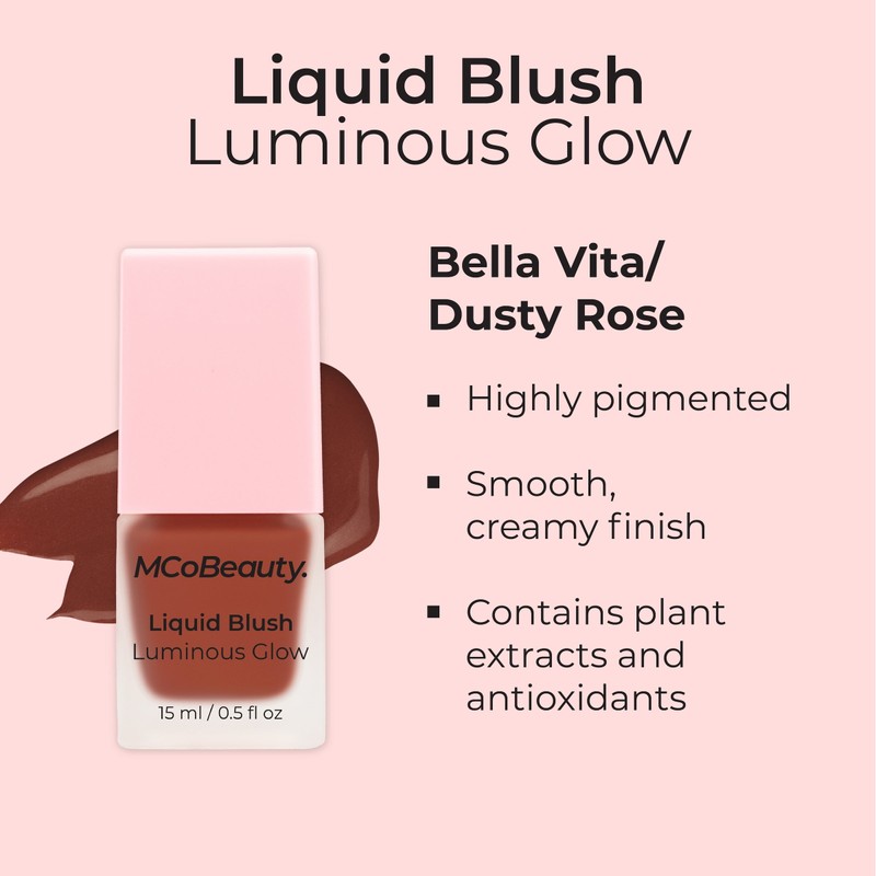 MCoBeauty Luminous Glow Liquid Blush - Bella Vita (Dusty Rose)
