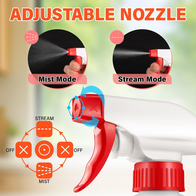 DIYSELF 16oz Spray Bottles 4 Pack, Heavy Duty Refillable Spray