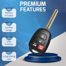 Smart Key Solution Key Fob Remote Replacement Fits for Toyota Corolla 2014 2015 2016 2017 2018 2019/Camry 2014-2017/Tacoma 2016-2018 HYQ12BDM Keyless Entry Remote Control HYQ12BEL H Chip