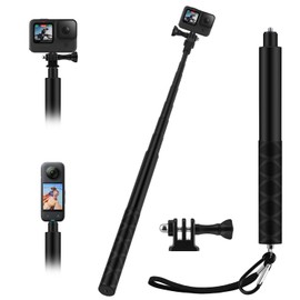 Wiseten 150CM/59" Selfie Stick for Insta360 X4, Extendable Selfie Vlog Handle Portable Camera Accessories for GoPro Hero 12 11 10 9 8 7 6 Black insta360 One X3 X4 DJI Action Camera