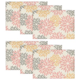 Artoid Mode Flowers Pink Dahlia Spring Place Mats Set of 6 30 x 45 cm Summer Holiday Placemats Washable Place Mats Kitchen Party Decoration