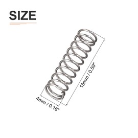 DTGN 0.4x4x15mm(DxODxL) Compression Spring - 10Pack - Good for Machinery - Spring Steel Extension Spring - Gray