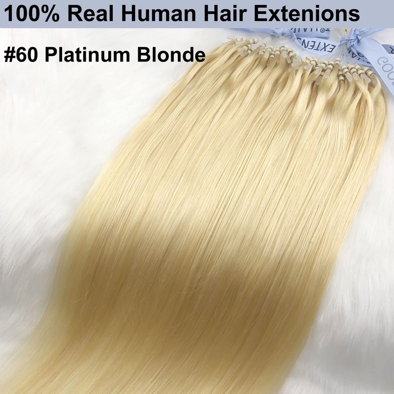 GOOFIT Hair Extensions Micro Loop Human Hair Extensions Remy Hair