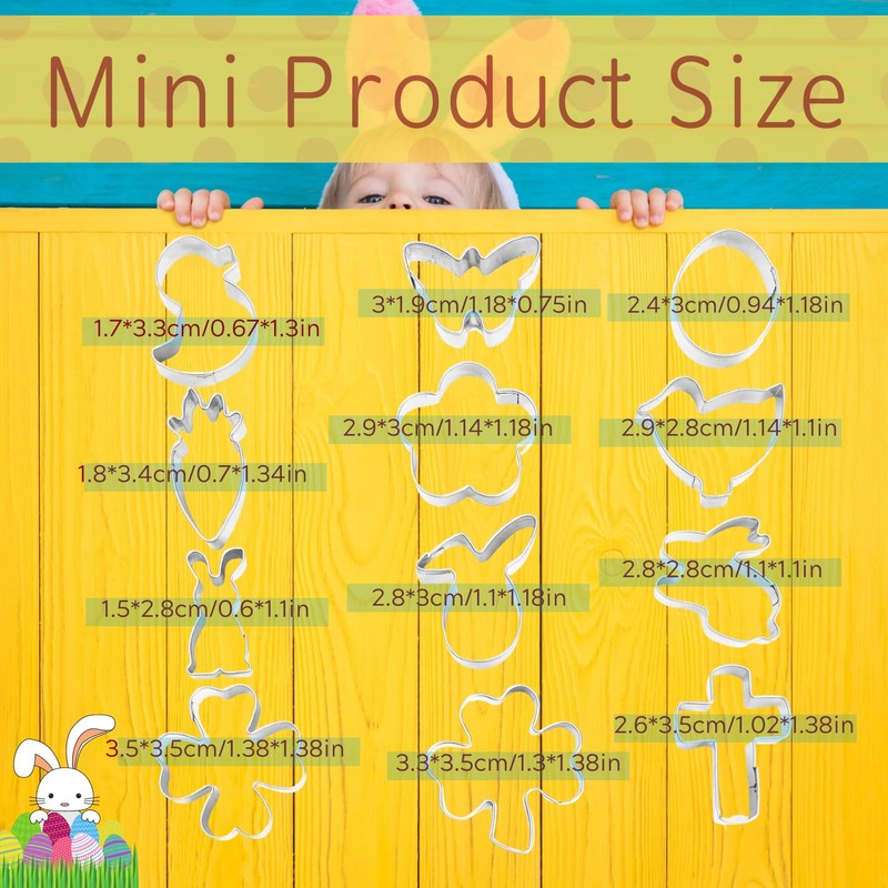 Crethinkaty Mini Easter Cookie Cutter Set,12 Pcs Shamrock Cookie Cutters