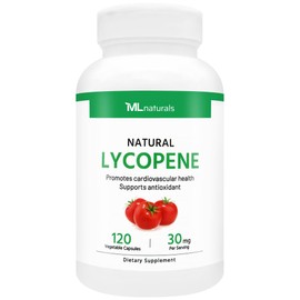 ML Naturals Licopeno Natural 30 Mg 120 Cápsulas Vegetales. Todo-Natural A Partir De Tomates. No Ogm. Suplemento Antioxidante.