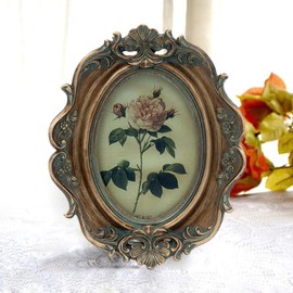 CISOO Vintage Oval Picture Frame 4x6 Antique Photo Frame Table Top Display and Wall Hanging Home Decor (Bronze Gold)