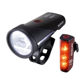 SIGMA Aura 100/Blaze Link Bicycle Light Set with Innovative Coupling Function and Automatic Light Adjustment, LED Bicycle Light Front with 100 Lux Up to 3 Hours Running Time, Bicycle Light Set LED, Micro USB & IPX4