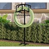 CALIDOLA Garden Hose Holder with Storage Basket - Heavy-Duty Freestanding