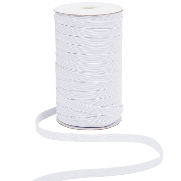 PandaHall Elite flat elastic cord, White, 10x1mm