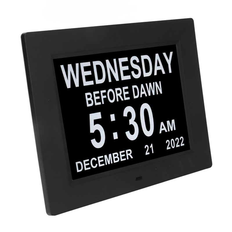 8inch Digital Day Calendar Clock Alarm Reminders 8 Languages Large