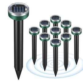 Mole Repellent 10 Packs Solar Powered – Waterproof, Wide Coverage Outdoor Mole Repeller for Garden, Yard & Patio, Effective Gopher & Rodent Control