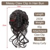 Hanaoops Hairpieces Bun Ponytail Extension Claw Clip Curly Wavy Synthetic