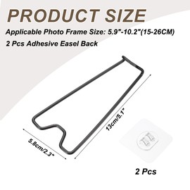 PATIKIL 5.1" Adhesive Easel Back, 2 Pcs Metal Picture Frame Back Stand Photo Frame Easel Back Support for Crafts Art Frames Supplies Paintings Display, Black