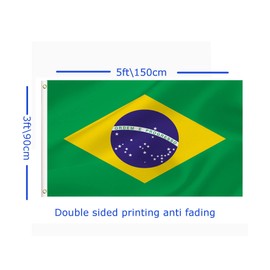 LARGE Brazilian Flag, 3x5Ft Brazil Flags Banner For Indoor Outdoor Decoration of Canada Yards.Parade Or Express Mood