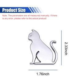 3D Cat Metal Car Sticker Decal, Waterproof Glossy Auto Body Emblem Badge, Universal Exterior Automotive Animal Decoration Accessory for Bumper Window Trunk Hood Door Laptop (Silver Cat)
