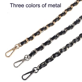 BEAULEGAN Purse Leather Chain Strap Replacement for Handbag Crossbody or Shoulder Bags, 130 cm Long (Black Silver)