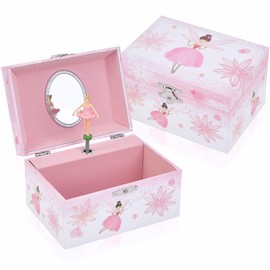 Caja de música Taopu para niñas con bailarina giratoria, joyero musical con diseño de hada para almacenamiento de joyas para niños, juguetes para niña