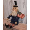 HS Decor Primitive Patriotic Doll US Uncle Sam Holding American