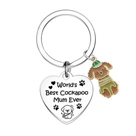 Best Dog Mum Keyring Best Cockapoo Mum Gifts for Cockapoo Lover Gifts for Pet Lover Gifts Dog Charm Keyring for Cockapoo Oweners Present Pet Jewlery for Women Friend Christmas Birthday Present
