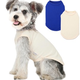 2 Pack Dog Clothes for Small Dogs Summer Dog Shirt Vest Girl Boy Lightweight Puppy T-Shirts Blank Soft and Cool Pet Clothing Sleeveless Medium Large Dog Outfit (White+Blue, Medium)