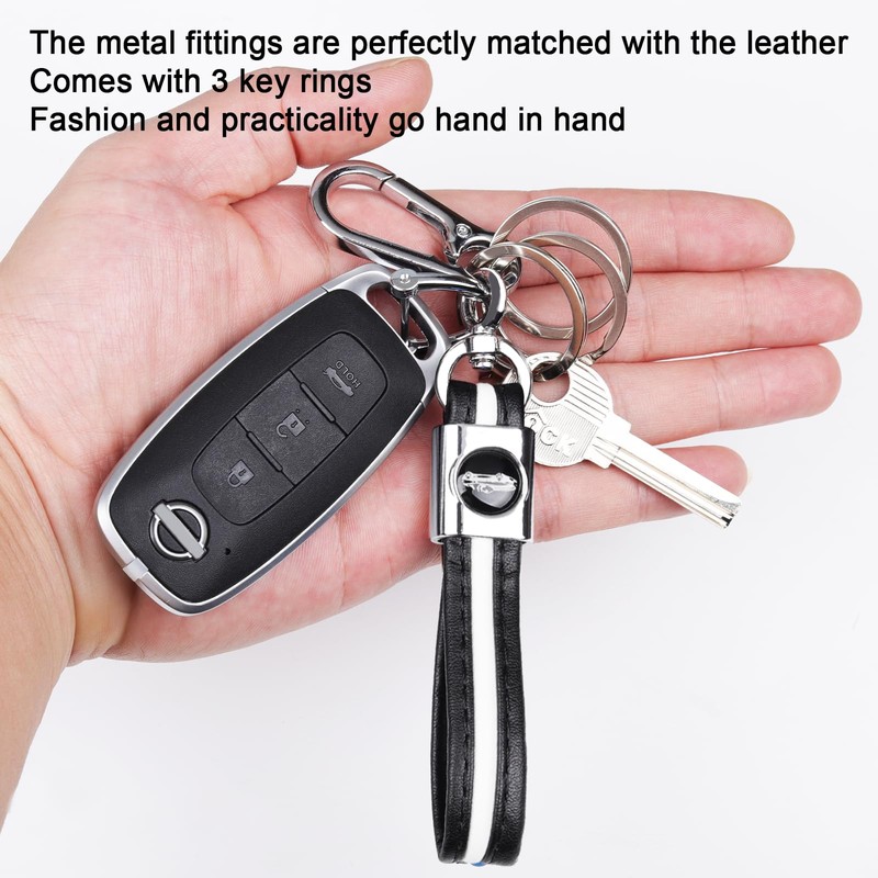 COREION Universal Leather Car Keychain,Unisex car keychain,Car key fob accessories,Carabiner